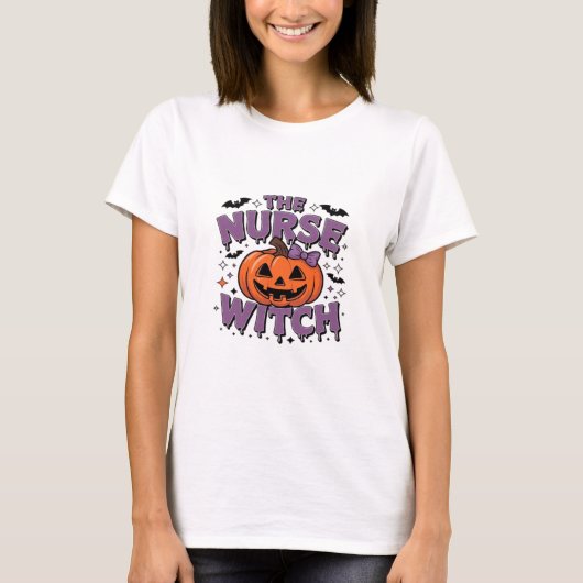A playful design featuring a pumpkin witch with a T-Shirt (Vorderseite)