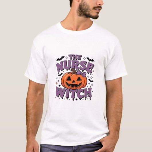 A playful design featuring a pumpkin witch with a T-Shirt (Vorderseite)