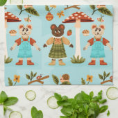 A playful fabric pattern featuring cartoon animals geschirrtuch (Gefaltet)