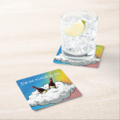 A playful pop-art coaster "On Cloud Wine" Rechteckiger Pappuntersetzer (Vor Ort)