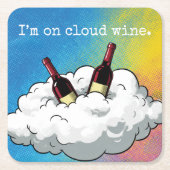 A playful pop-art coaster "On Cloud Wine" Rechteckiger Pappuntersetzer (Vorderseite)