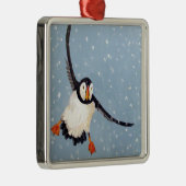 "A Playful Puffin" Square Ornament (Rechts)