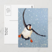 "A Playful Puffin" Vertikale Postcard Postkarte (Vorne/Hinten)