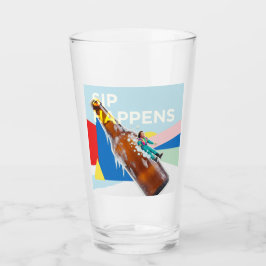 A playful “Sip Happens” drink glass Glas