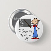 A plus Lehrer-T-Shirts und Geschenke Button (Vorne & Hinten)