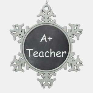 A Plus Teacher Chalkboard Design Geschenk Idee Schneeflocken Zinn-Ornament