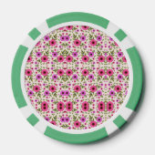 A poker chip with a floral pattern in pink  (Rückseite)