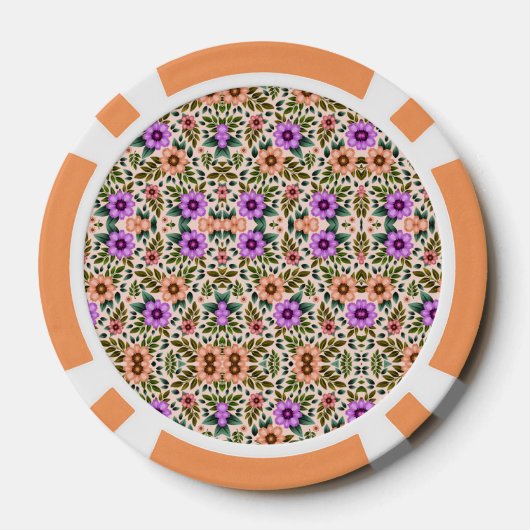 A poker chip with an intricate floral pattern  (Rückseite)