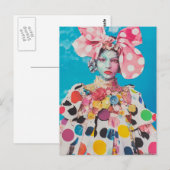A Polka Dot Fashion lady Collage Postkarte (Vorne/Hinten)