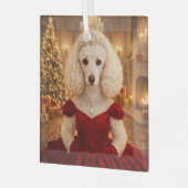 A Poodle Christmas Holiday  Ornament Aus Glas (Vorderseite links)