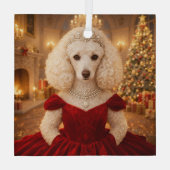 A Poodle Christmas Holiday  Ornament Aus Glas (Rückseite)