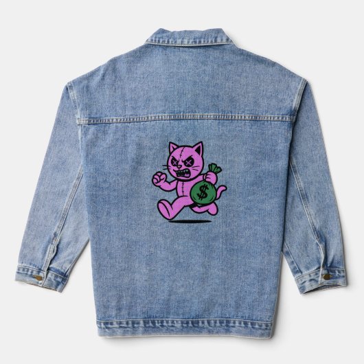 A POP CAT THIEF Hoodie Denim Jacket Jeansjacke (Rückseite)