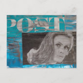 A Post Woman Mixed Media Collage Postkarte (Vorderseite)