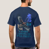 A powerful flying hawk symbolizing freedom, T-Shirt (Rückseite)