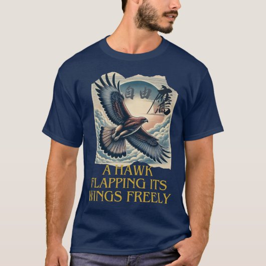 A powerful flying hawk symbolizing freedom, T-Shirt (Vorderseite)
