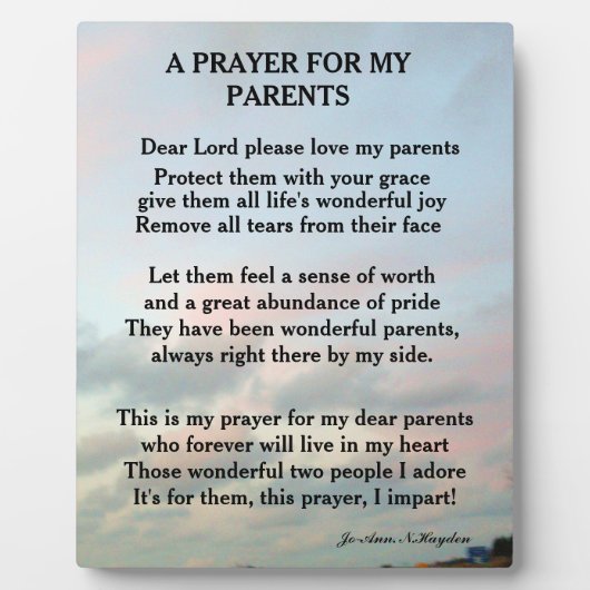 A PRAYER FOR MY PARENTS   FOTOPLATTE (Vorderseite)