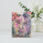 A pretty face mixed media collage postkarte (Stehend Vorderseite)