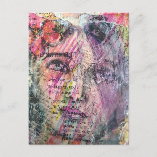 A pretty face mixed media collage postkarte (Vorderseite)