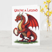 A Proud Red Dragon Holding A Rugby Ball Karte (Gelbe Blume)