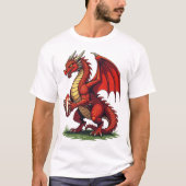 A Proud Red Dragon Holding A Rugby Ball T-Shirt (Vorderseite)