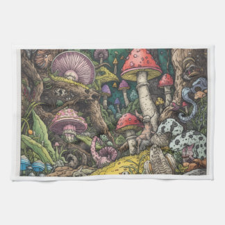 A psychedelic woodland decorative tea towel geschirrtuch