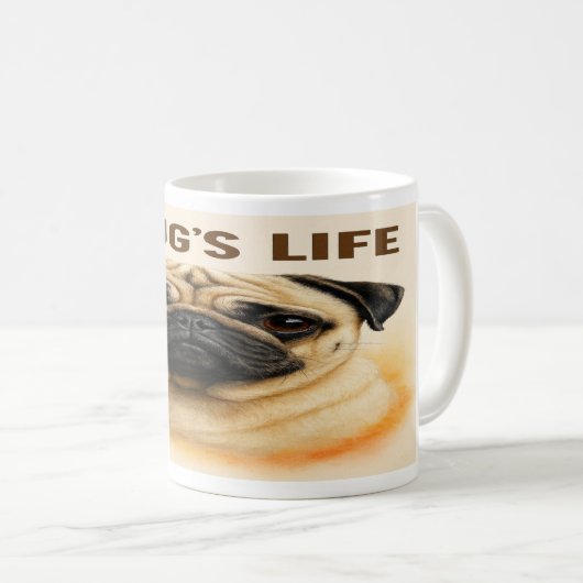 “A Pug’s Life” Cute Pug Mug Kaffeetasse (VorderseiteRechts)