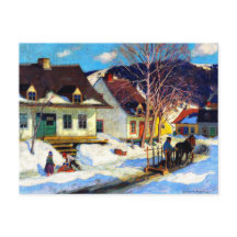 A Quebec Village Street - Clarence Gagnon Kunstwer