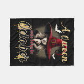 A Queen Was Born In October Witch Funny Happy Birt Fleecedecke (Vorderseite (Horizontal))