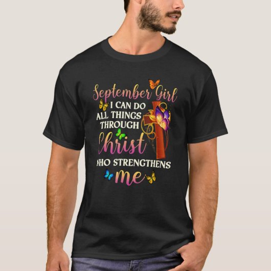 A Queen Was Born In September Birrthday October Gi T-Shirt (Vorderseite)