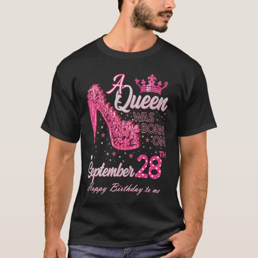 A Queen Was Born on September 28 High Heels Septem T-Shirt (Vorderseite)
