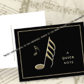 "A Quick Note" Gold Musiknote Black Postcard Postkarte