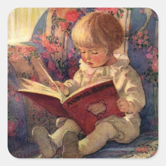 "A Quiet Corner" von Jessie Willcox Smith Quadratischer Aufkleber (Vorderseite)