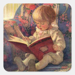 "A Quiet Corner" von Jessie Willcox Smith Quadratischer Aufkleber