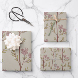 A Quiet Journey Botanical Silhouettes - warm beige Geschenkpapier Set