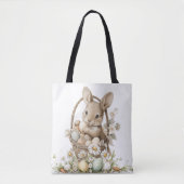 a rabbit in a wicker basket with Easter eggs Tasche (Vorderseite)