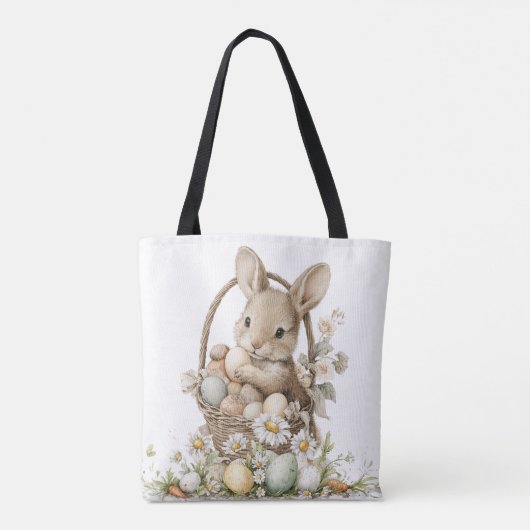 a rabbit in a wicker basket with Easter eggs Tasche (Rückseite)