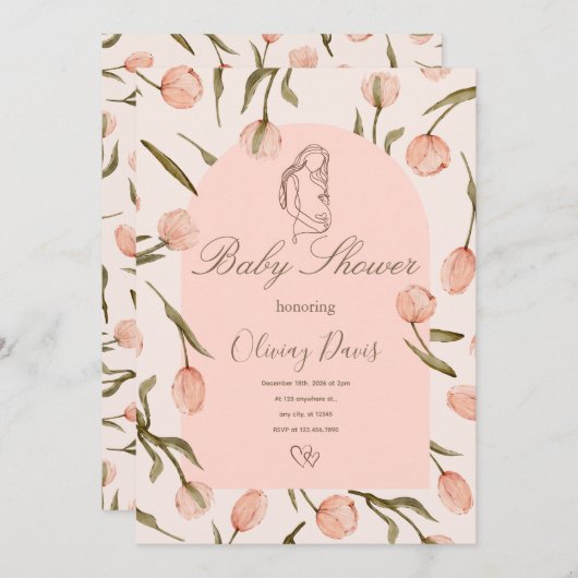 A radiant and delicate 'Baby Shower' invitation (Vorne/Hinten)