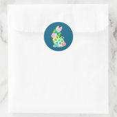 A Rainbow Rabbit With Green Bow And Shamrock St Pa Runder Aufkleber (Tasche)