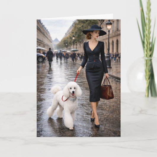 A Rainy Day In Paris, Poodle Blank Card Karte (Vorderseite)
