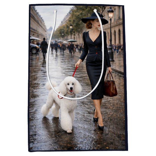 A Rainy Day In Paris, Poodle  Mittlere Geschenktüte (Vorderseite)
