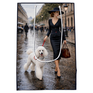 A Rainy Day In Paris, Poodle  Mittlere Geschenktüte