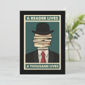 A Reader Lives a Thousand Lives Bibliophile Wisdom Einladung (Stehend Vorderseite)