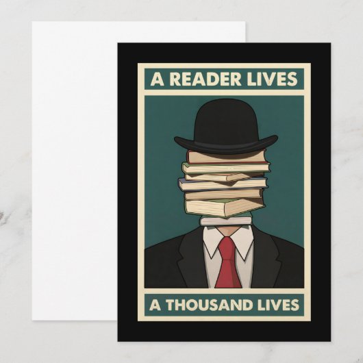 A Reader Lives a Thousand Lives Bibliophile Wisdom Einladung (Vorne/Hinten)