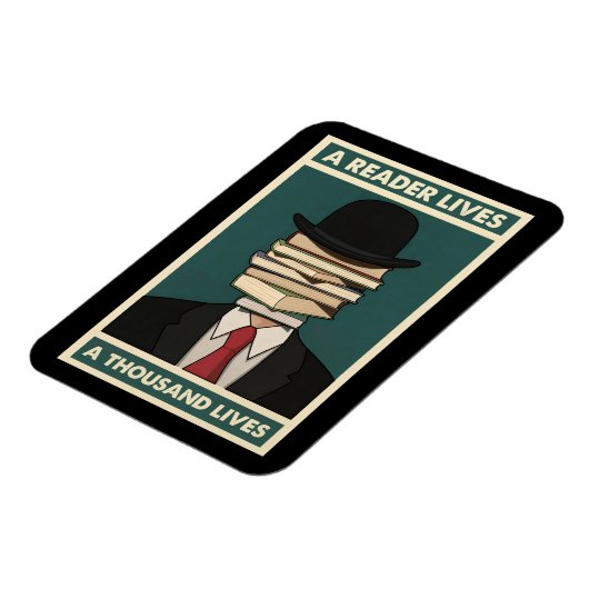 A Reader Lives a Thousand Lives Bibliophile Wisdom Magnet (Linke Seite)