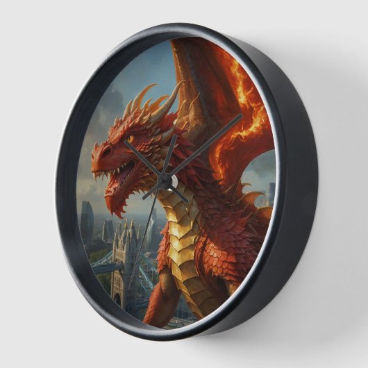 A Red Welsh Dragon Terrorizes London Uhr (Winkel)