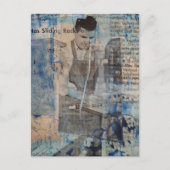 A Retro Woodworking Man mixed media collage  Postkarte (Vorderseite)