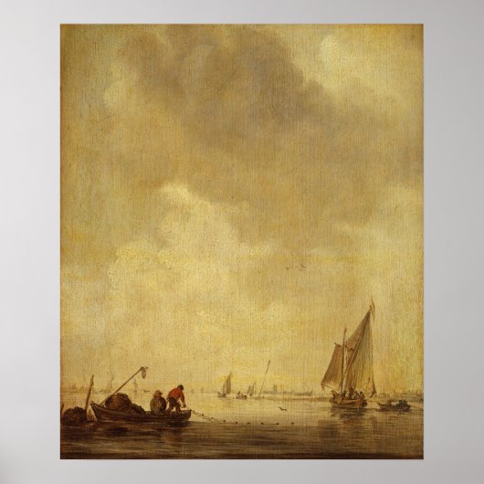 A River Scene, with Fishermen Laying a Net, 1638 Poster (Vorne)