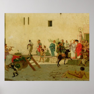 A Roman Street Scene with Musicians and a Performi Poster