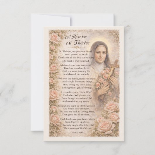 A Rose for St. Thérèse Devotional Note Karte (Vorderseite)