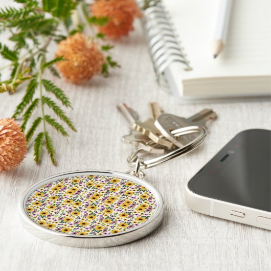 A round keychain with a floral pattern schlüsselanhänger (Seite)